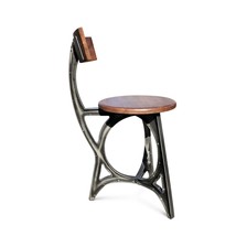 Art Deco Industrial Dining Chair - Iron and Solid Wood Pair of 2 - £656.74 GBP