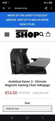 AndaSeat Kaiser 3 - Ultimate Magnetic Gaming Chair Indiegogo - $49.50
