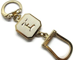 &quot;E&quot; Initial Vintage 1980s SWANK Detachable Keychain Gold Tone &amp; Silver Tone - £19.07 GBP