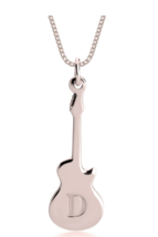 Personalized Initial Guitar Necklace: Sterling Silver, 24K Gold, Rose Gold - £64.13 GBP