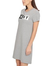 DKNY Womens Sport Cotton Logo T-Shirt Dress Size Small Color Pearl Grey Heather - £43.52 GBP