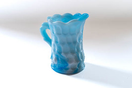 Kanawha Mini Creamer Thumb Print Slag Glass Marbled Blue - $12.99