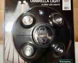 LED Umbrella Light 8&quot; Round Black 6&#39; To 10&#39; AA Batteries 8hr Run Time NI... - $12.49