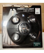 LED Umbrella Light 8" Round Black 6' To 10' AA Batteries 8hr Run Time NIB 279F - $12.49
