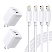 USB Wall Charger Charger Cable 6FT 4PACK Fast Charging Data Sync Cords Dual Port - £18.41 GBP