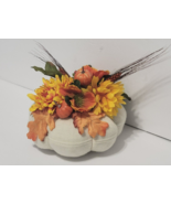 Cream Fabric Pumpkin Orange Fall Floral Arrangements Home Centerpiece Decor - £9.73 GBP