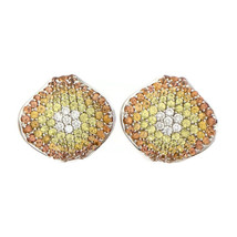 Authenticity Guarantee 
Vintage 1960&#39;s Orange Yellow Sapphire Diamond Pave Ea... - £4,472.39 GBP