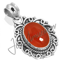 Shipping-Off Natural Carnelian 925 Fine Stamp Sterling Silver Pendant - £32.84 GBP