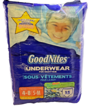VTG 2009 GoodNites Boys Underwear For Nighttime, Jumbo Size 4-8/S-M, 15 ct - $79.99