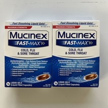 Mucinex Maximum Strength Fast Max Cold, Flu,16 Liquid Gels 2 PK EXP07/24 - £15.00 GBP