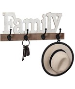 Rustic Wooden Coat Rack 24 inch 4 Metal Hooks, Wall Mounted Coat Rack - $14.50