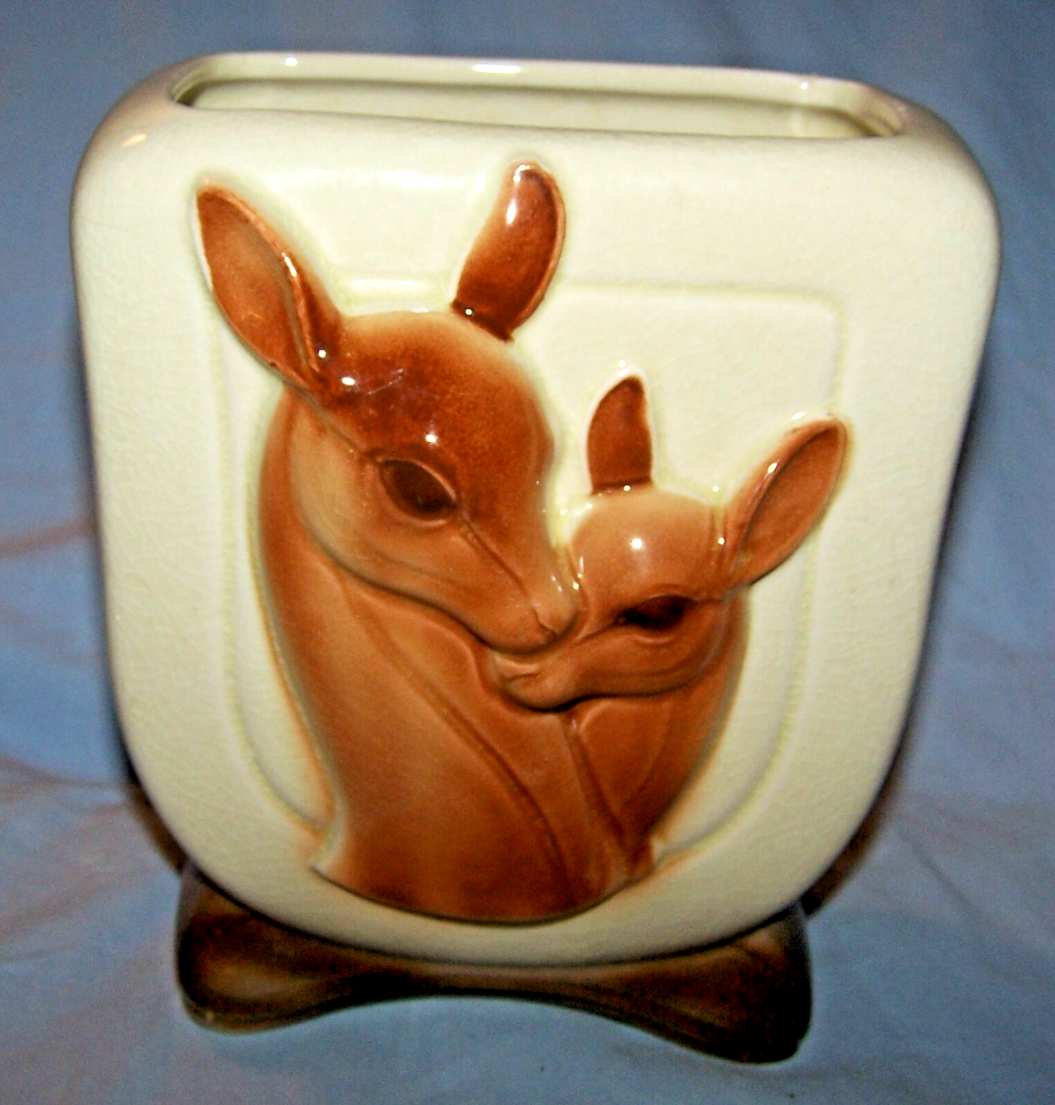 Vintage Royal Copley Deer &amp; Fawn Vase/Planter-6 inches tall - $22.50