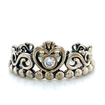 Vintage Sterling Signed 925 ALE Pandora CZ Tiara Crown Princess Ring Band 6 1/4 - £38.95 GBP
