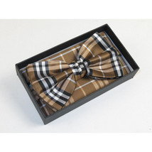 Men Bow Tie Hankie Set Formal Event For Tuxedo or Business Suit #BT23 Brown image 3