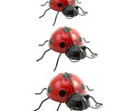 Ladybug Figurines Set 3 Sizes Metal Red with Black Spots Hanging or Free... - £17.52 GBP