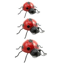 Ladybug Figurines Set 3 Sizes Metal Red with Black Spots Hanging or Freestanding