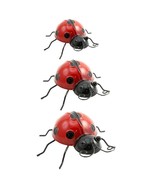 Ladybug Figurines Set 3 Sizes Metal Red with Black Spots Hanging or Free... - £17.77 GBP
