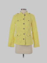 Talbots Yellow Stretch Denim Military Jacket Women’s Size 14 NWT - $64.35