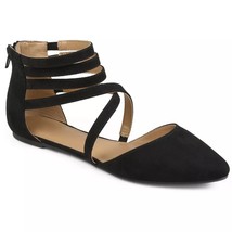 Journee Collection Women Ankle Strap Flats Marlee Size US 8 Black Faux S... - £20.19 GBP