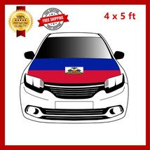 Haiti Flag Car Hood Cover Universal Size Elastic Polyester Haitian Patri... - $19.79