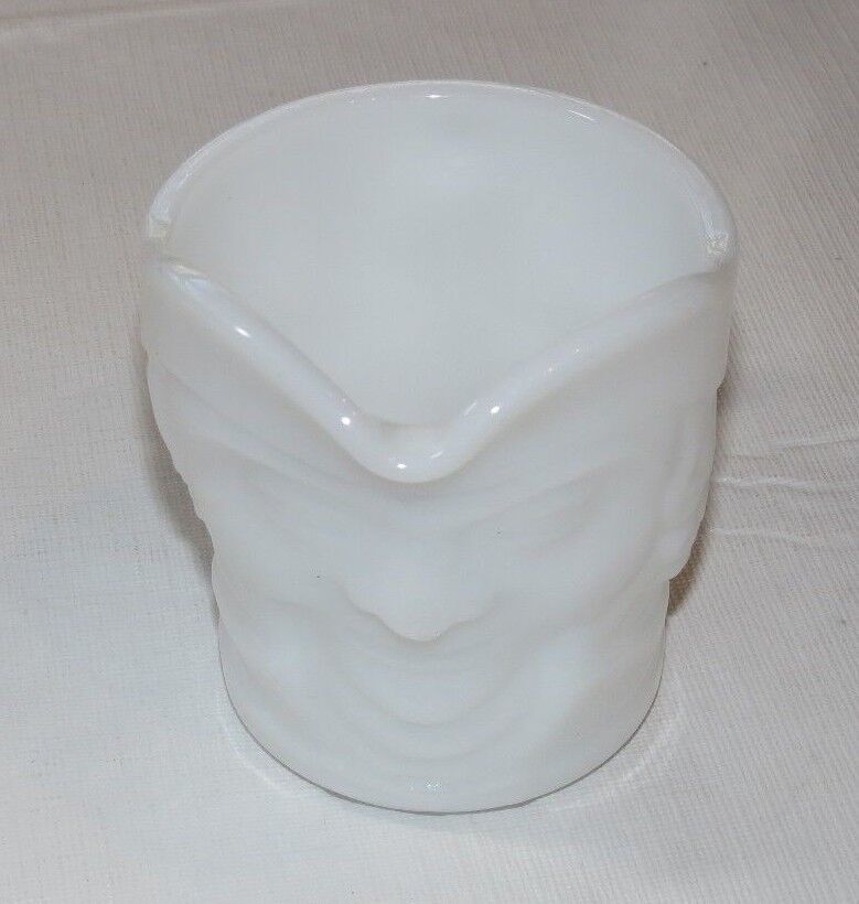 Milk Glass Creamer Federal Heat Proof Colonial Man Pattern Vintage RARE ~ - $15.43
