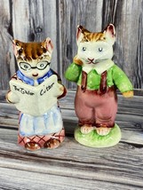 Vintage Anthropomorphic Cats Salt and Pepper Shakers - Chair Newspaper -... - £30.43 GBP