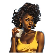 Sexy Vintage Pin-up Retro Black Beauty Girl Vinyl Decal Sticker UV &amp; Wat... - $109.41 MXN