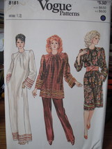 Vintage Vogue 34 Bust Dresses Top &amp; Pants 8181 UNCUT 1986 - $5.99