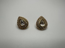 Vintage Gold Rhinestone Napier Teardrop Earrings 2.2cm - £10.89 GBP