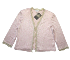 NWT St. John Evening Lace Trim Cardigan in Petal Gold Shimmer Open Jacket 14 - $170.00