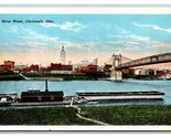 River Front and Skyline Cincinnati Ohio OH UNP Unused WB Postcard H22 - $2.92
