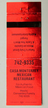 Casa Monterey Mexican Restaurant - Tulsa, Oklahoma 20 Strike Matchbook Cover OK - £1.39 GBP