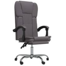 vidaXL Reclining Office Chair Gray Faux Leather - £145.47 GBP