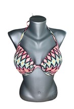 Victoria&#39;s Secret Geometric Bikini Top Underwire Halter Back Tie Swimsuit 36 DD - £11.68 GBP