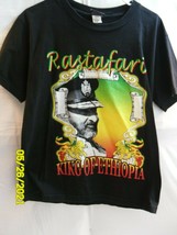 Men&#39;s T-Shirt Rastafafi King of Ethiopia Medium Lion of Judah Tag Black - $11.00