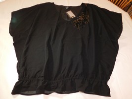 Lane Bryant Womens Ladies Short Sleeve Blouse Shirt Sheer Black Size 14/16 NWT - £24.32 GBP