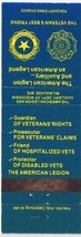 Advertising Matchbox Cover American Legion And Auxillary Veterans Best F... - $1.96 CAD