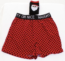 LeGale Naughty or Nice Red &amp; Black Boxer Underwear &amp; Santa Socks Men&#39;s NWT - £15.00 GBP