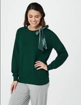 AnyBody French Terry Pullover with Neck Bow (Balsam, Small) A372165 - £14.64 GBP
