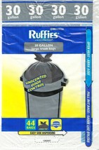 44 LARGE 30 Gallon TRASH Can Garbage BAGS Liners Black unscented RUFFIES... - $19.93