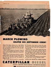 1940's Caterpillar Diesel march plowing September corn  print ad fc2 - $19.00