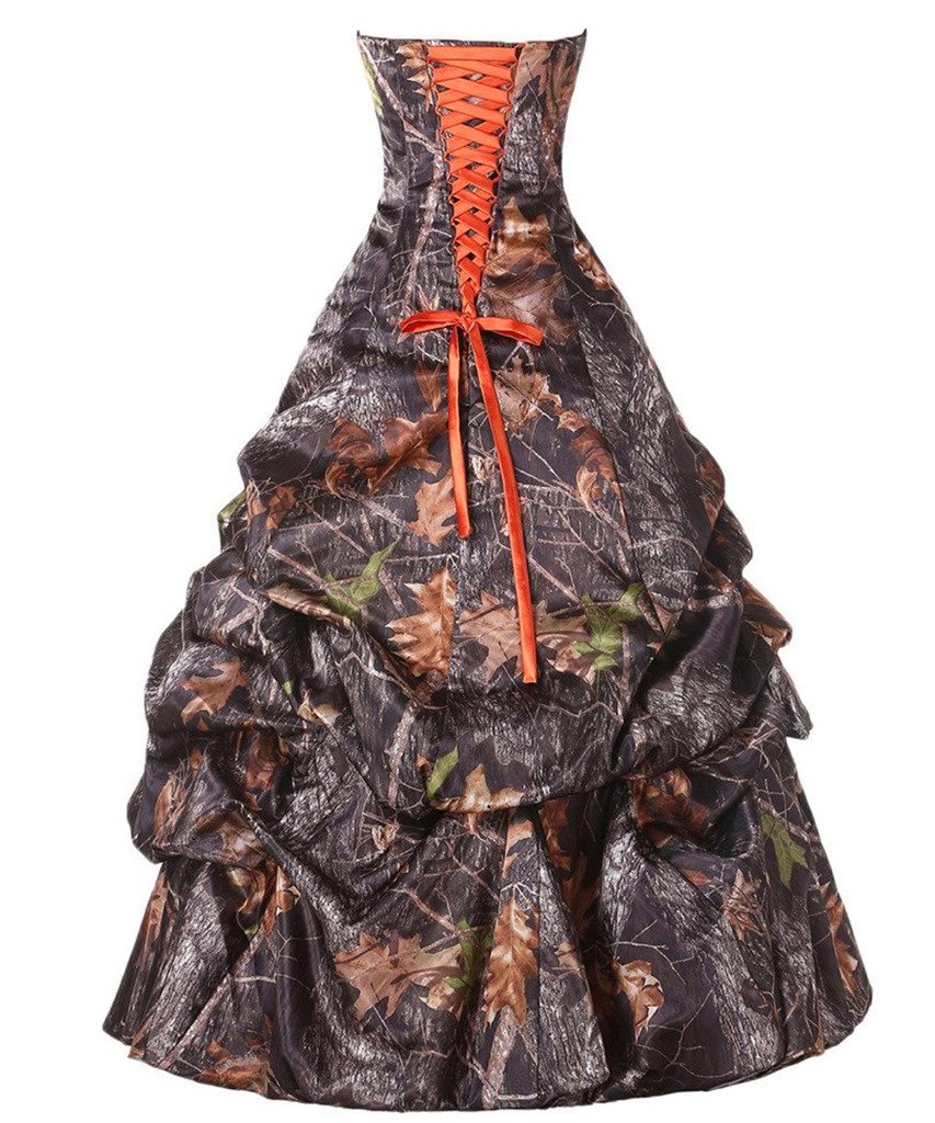 orange camo wedding dress Kivary A Line Camouflage Long Corset Pick Up Prom Dresses Gowns U If there is extra customs duty or tax CAMO wedding dress with PICKUPS