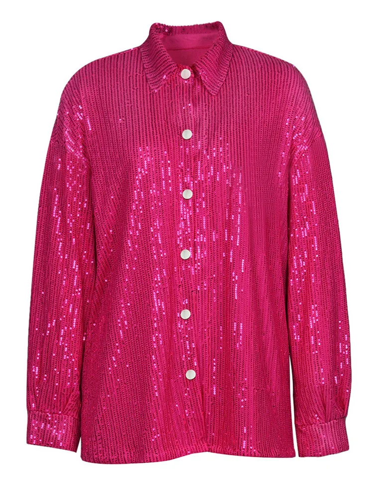 3 Piece Set Women Suit Pants Crop Top Female Shirts Jogging Glitter Sequin Sets  - £101.83 GBP