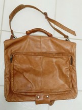 VTG Leather Garment Suit Travel Bag Luggage Suitcase C&amp;C Zippers Camel Brown - £79.58 GBP