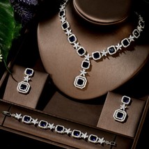Trendy 3pcs Square Shape Jewelry Sets for Women Wedding Full Cubic Zirconia Duba - £75.05 GBP