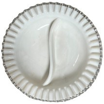 Fenton Silver Crest White Milk Glass 9&quot; Divided Dish Bowl Ruffled Edge V... - $24.95