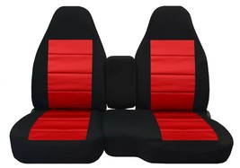 For Ford Ranger 60-40 Front Seat Covers 1998-2003  Velvet Black Red W Console - $109.99