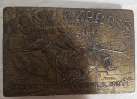 Vintage Pony Express From 1849 Brass Belt Buckle - The Buckle Co. 1970s - £10.76 GBP