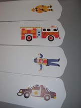 CUSTOM CEILING FAN  w/ OLIVE KIDS HEROES POLICE FIRE - $2,149.61 MXN