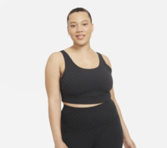 Nike Yoga Luxe Women&#39;s Cropped Jacquard Tank DJ2025-010 Plus Size 2X Gray - £19.45 GBP